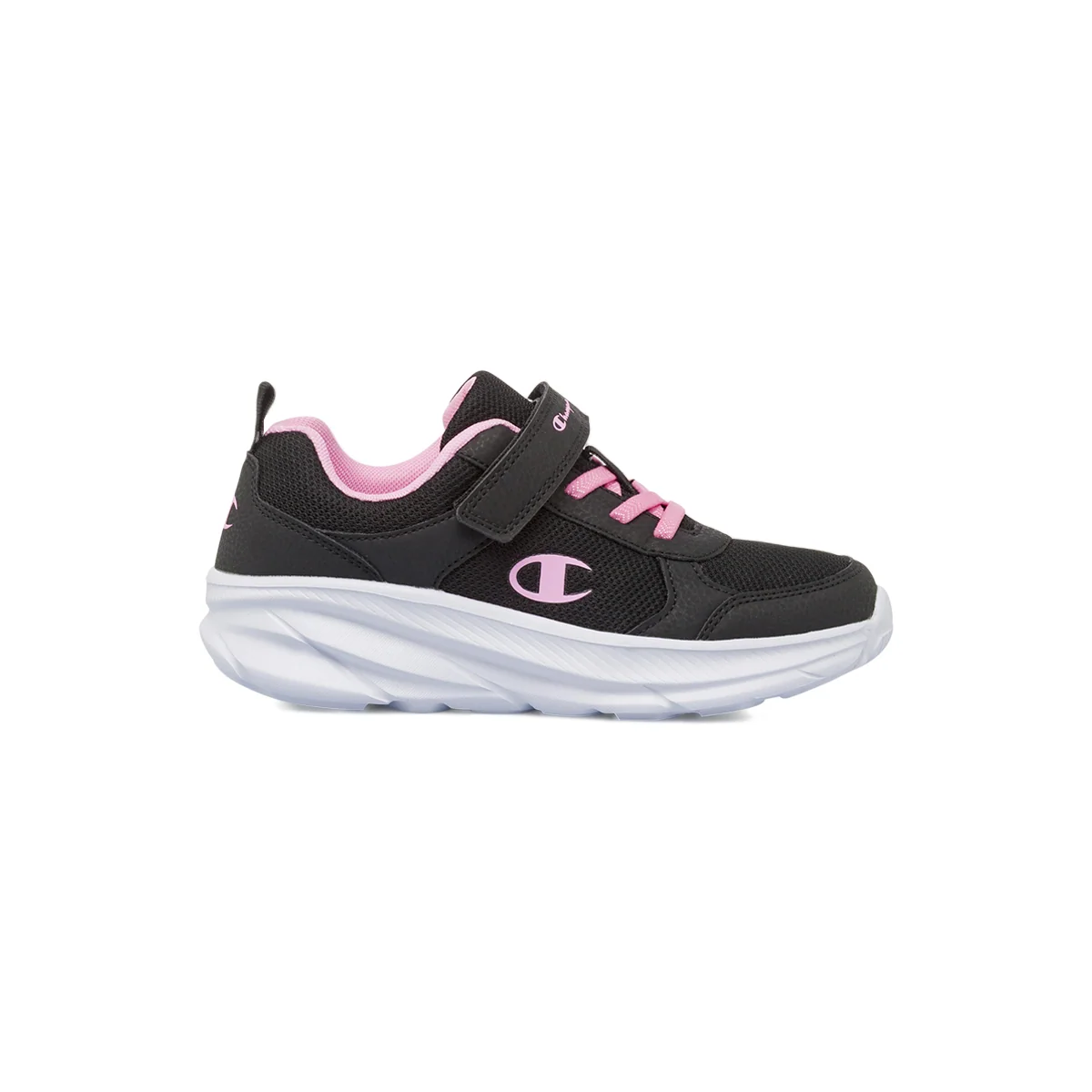 Sneakers nere e rosa da bambina con chisura a strappo Champion