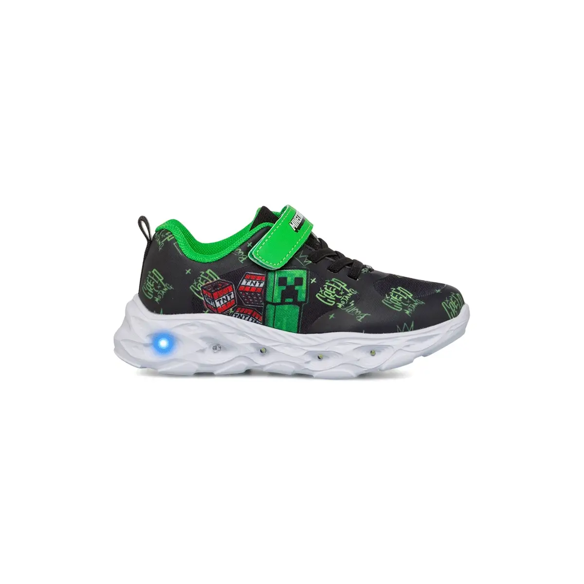 Sneakers nere e verdi da Bambino con luci e stampa Minecraft