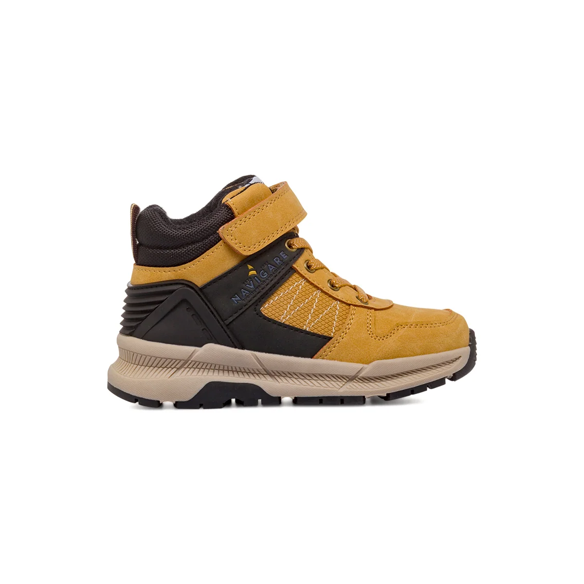 Sneakers ocra da Bambino con lacci elastici e strappo Navigare