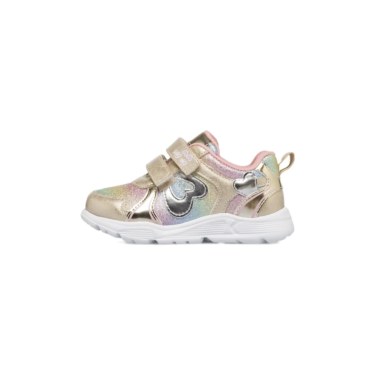 Sneakers oro e rosa da Bambina con dettagli glitter e strappo Chicco