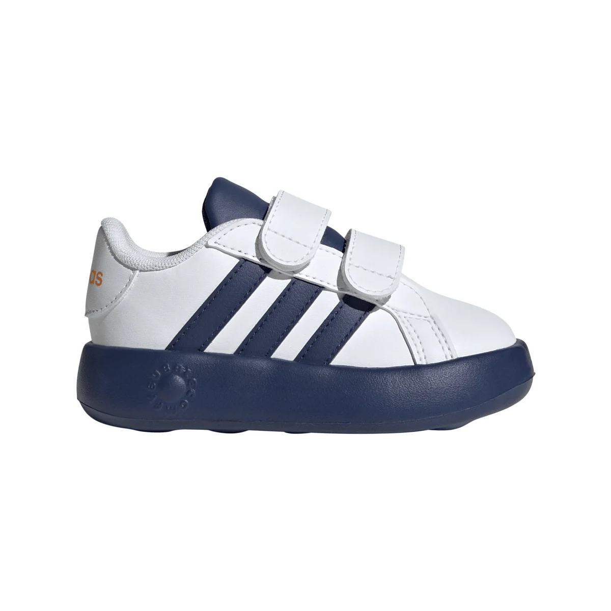 Sneakers primi passi bambino bianche e blu con doppio strappo adidas Grand Court 2.0