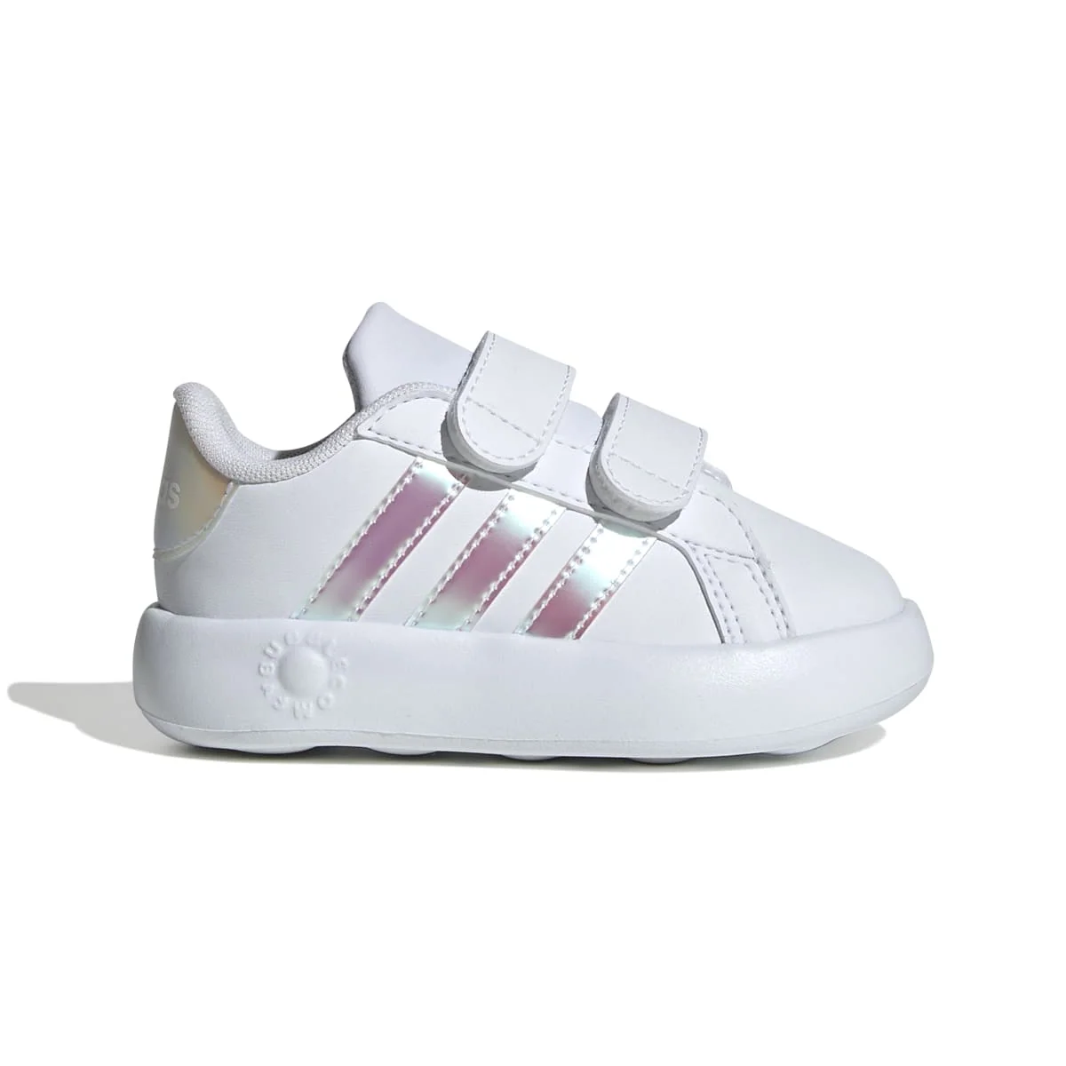 Sneakers primi passi bianche da bambina con dettagli iridescenti adidas Grand Court 2.0 CF I