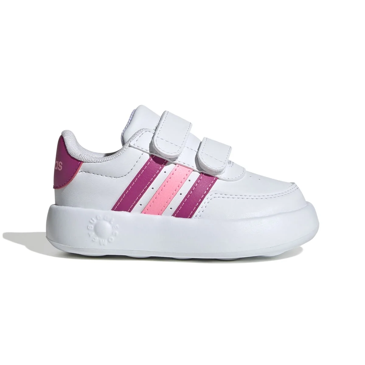 Sneakers primi passi bianche da bambina con strisce rosa e fucsia adidas Breaknet 2.0 CF I