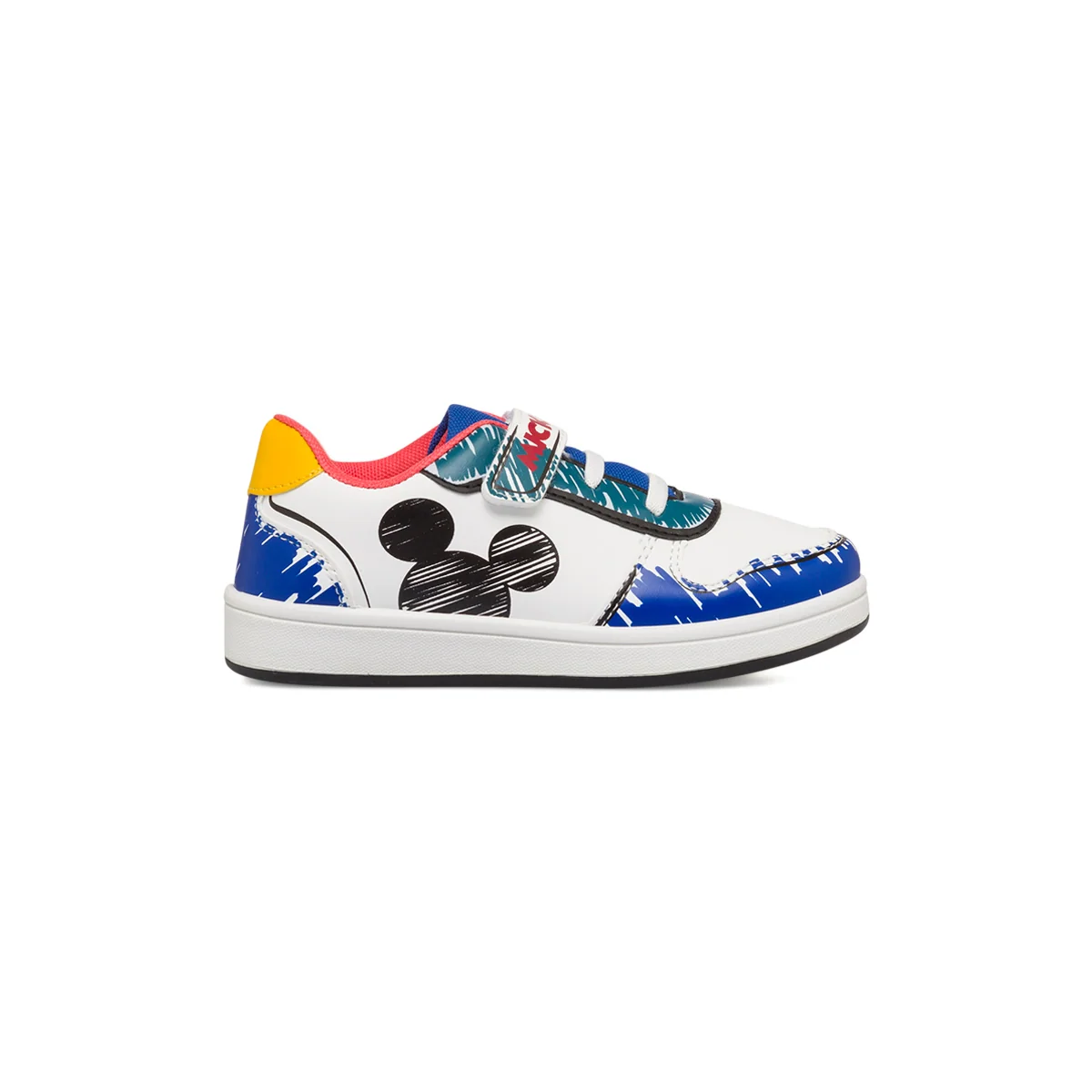 Sneakers primi passi bianche da bambino con stampa effetto pennarello Mickey Mouse