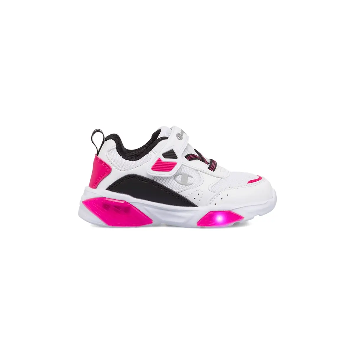 Sneakers primi passi bianche e nere da bambina con luci nella suola Champion Wave B TD