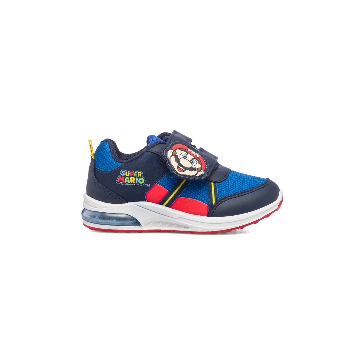 Sneakers primi passi blu con luci nella suola Super Mario