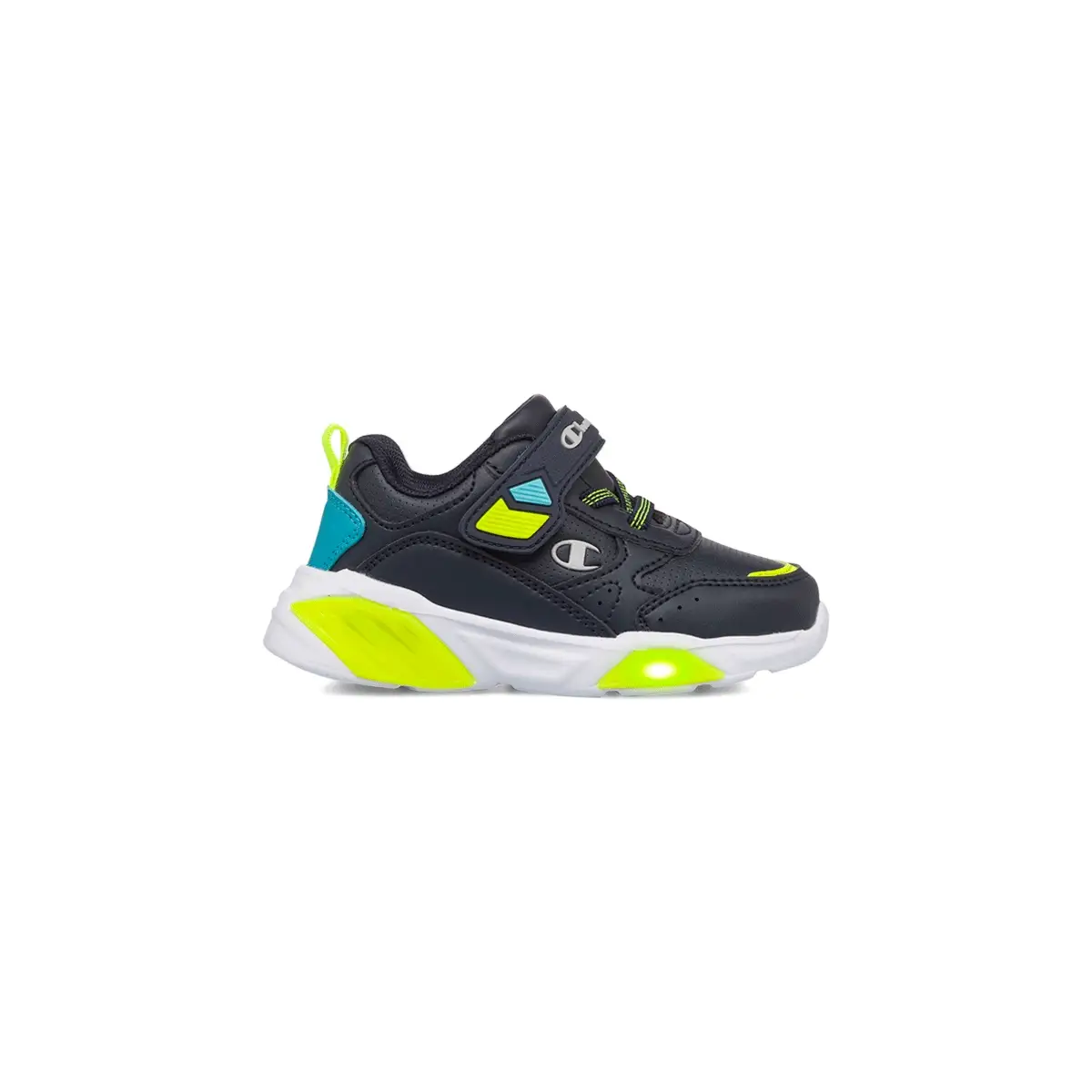 Sneakers primi passi blu da bambino con luci nella suola Champion Wave TD