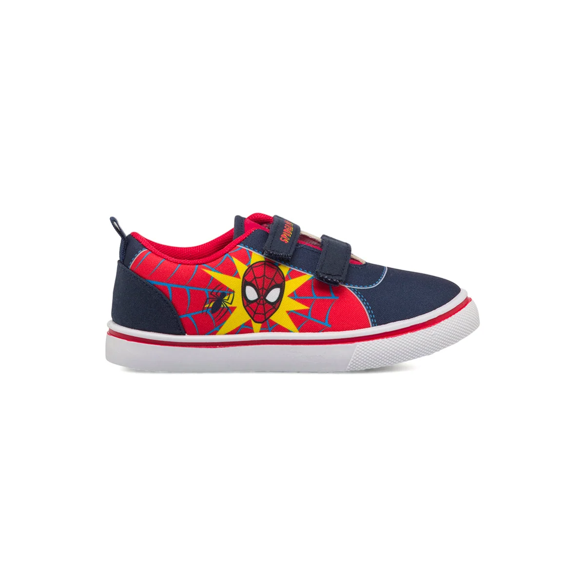 Sneakers primi passi blu e rosse da bambino con stampa Spiderman