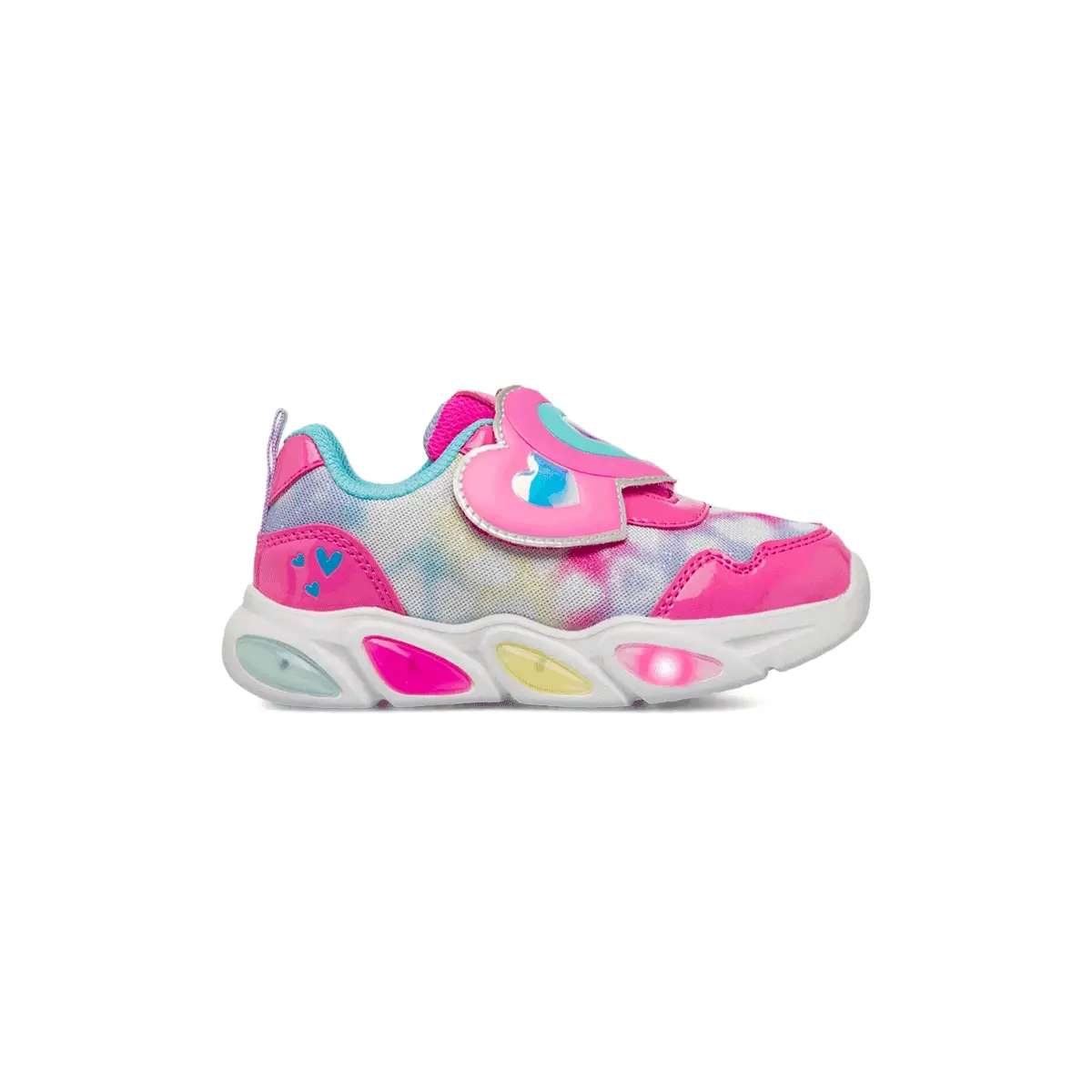 Sneakers primi passi da Bambina fucsia con luci e strappo Alesya Kids