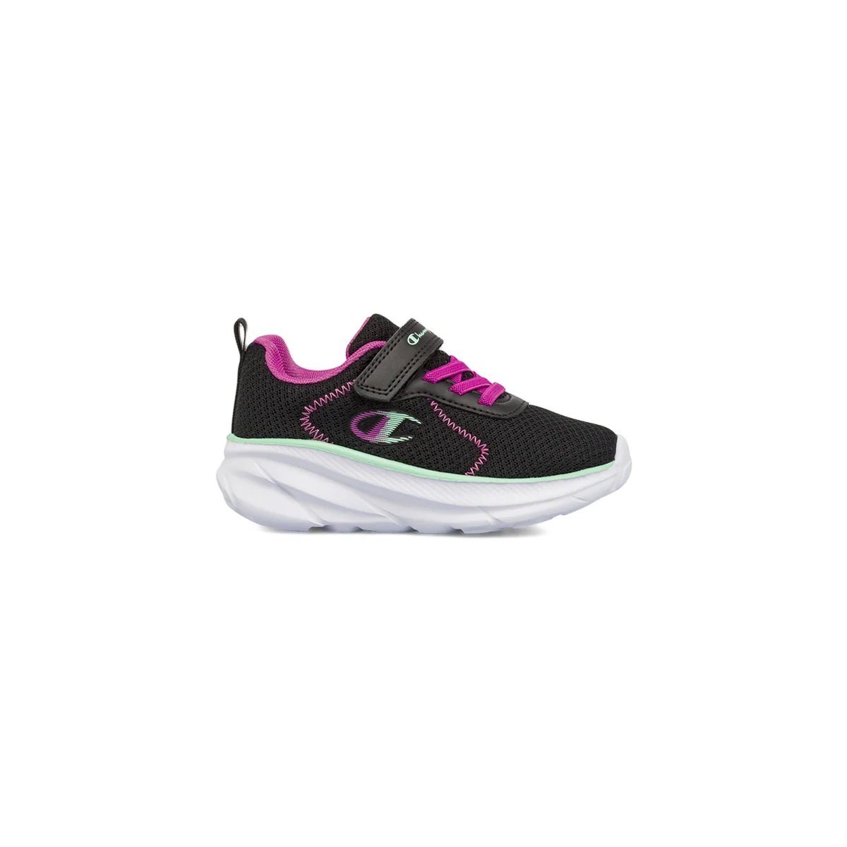 Sneakers primi passi da Bambina nere in mesh con strappo Champion