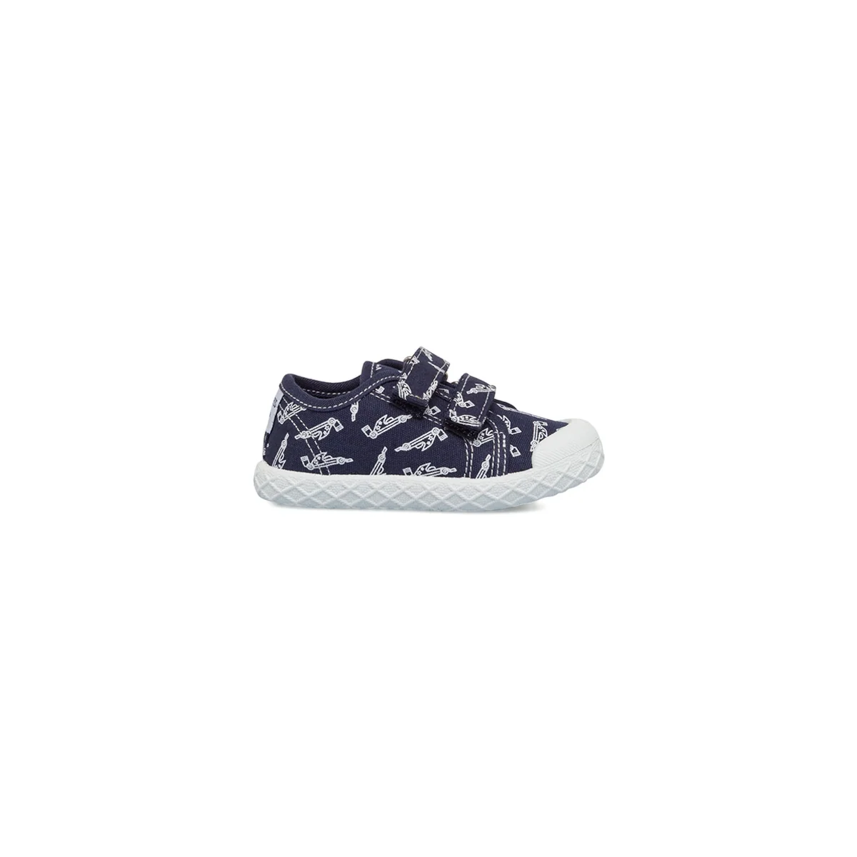 Sneakers primi passi da bambino blu con stampe bianche
