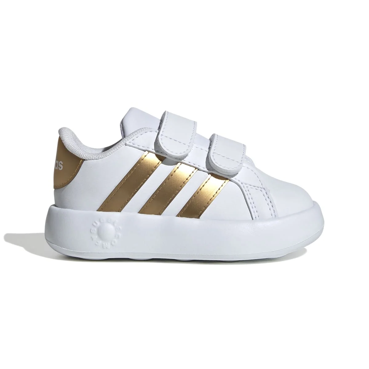 Sneakers primi passo bambino e bambina bianche con dettagli oro Grand Court 2.0 adidas