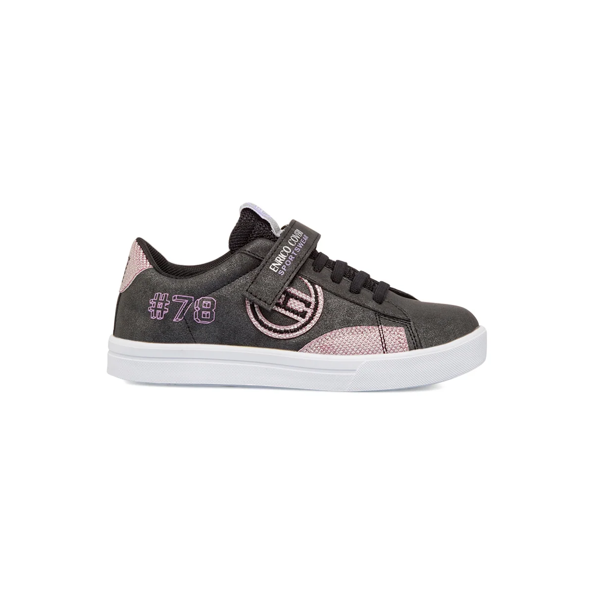 Sneakers ragazza nere con glitter e chiusura con strappo Enrico Coveri