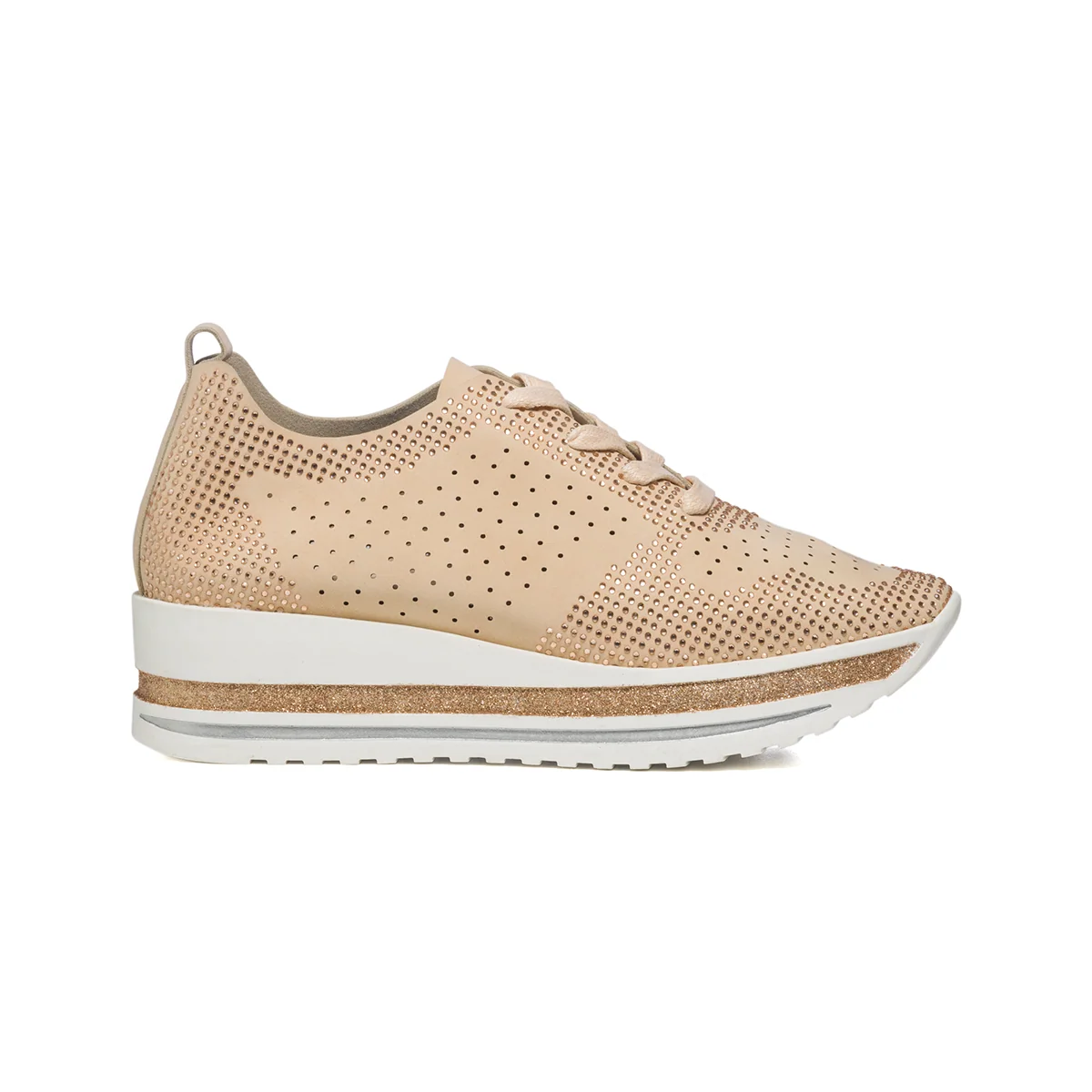 Sneakers rosa cipria con dettagli traforati e applicazione di strass Swish Jeans