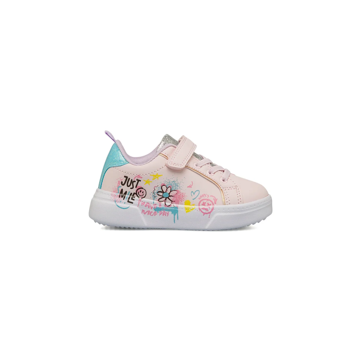 Sneakers rosa da bambina con dettaglio glitter e strappo Dieci Baci