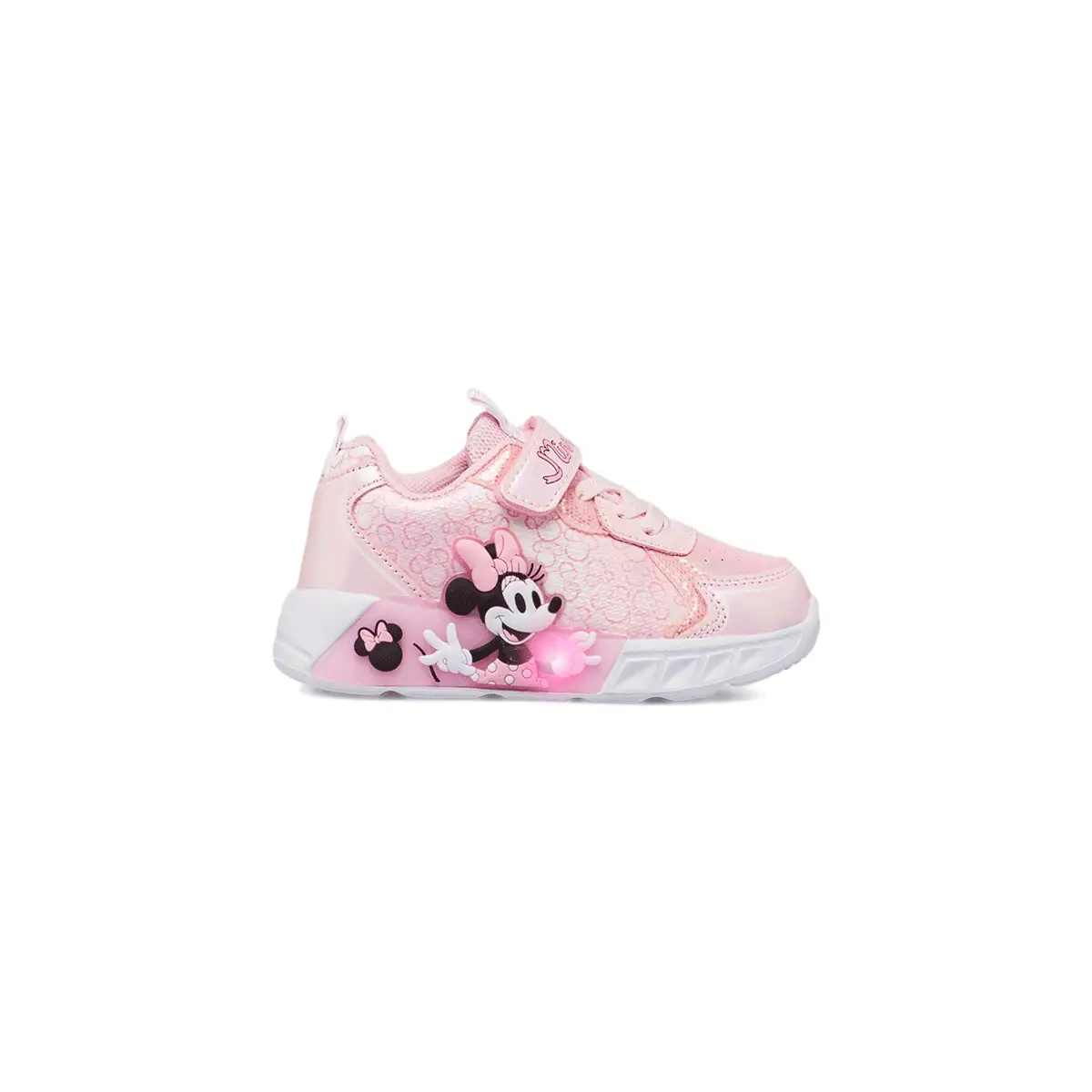 Sneakers rosa da Bambina con glitter e chiusura a strappo Minnie