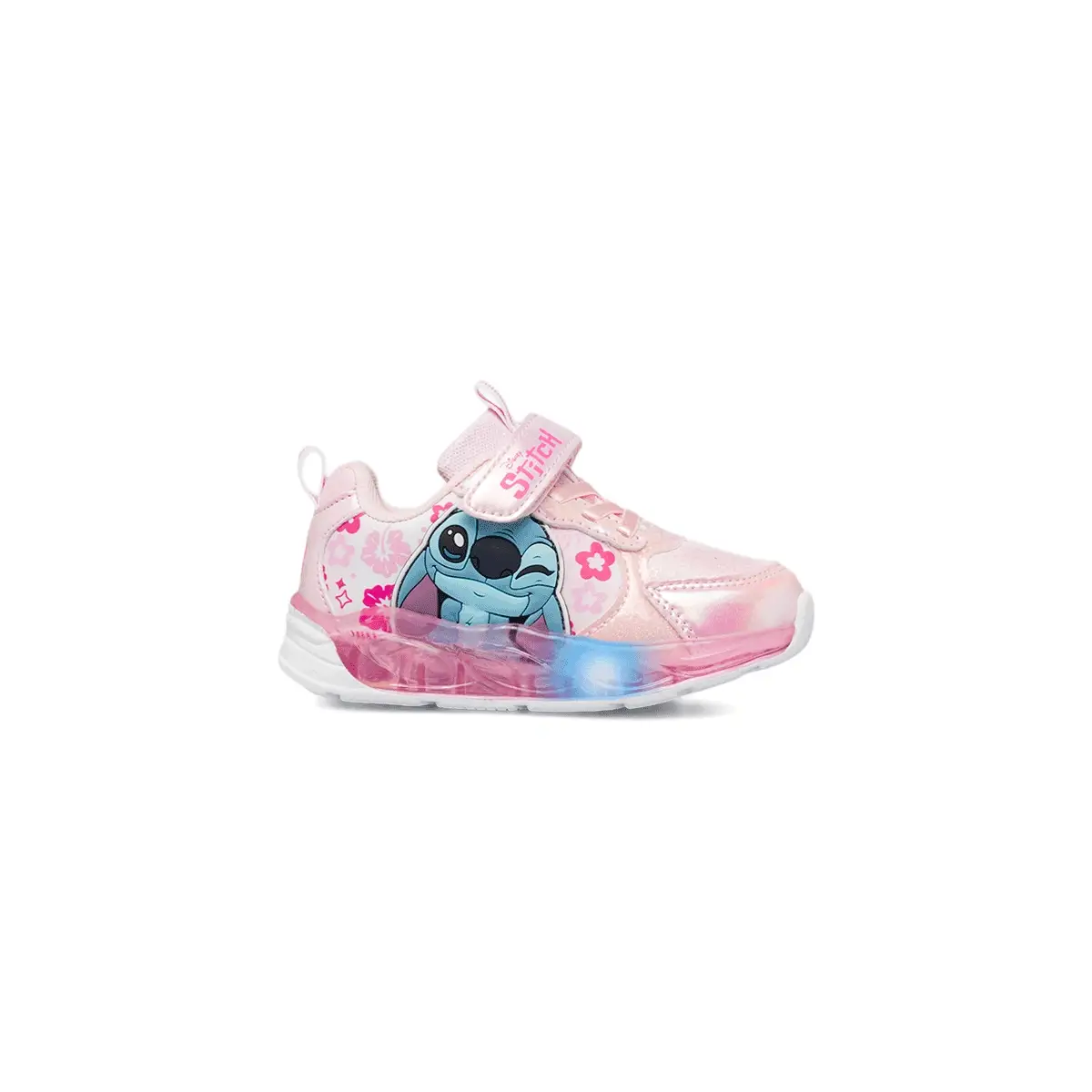 Sneakers Rosa da Bambina con luci e chiusura a strappo Lilo & Stitch