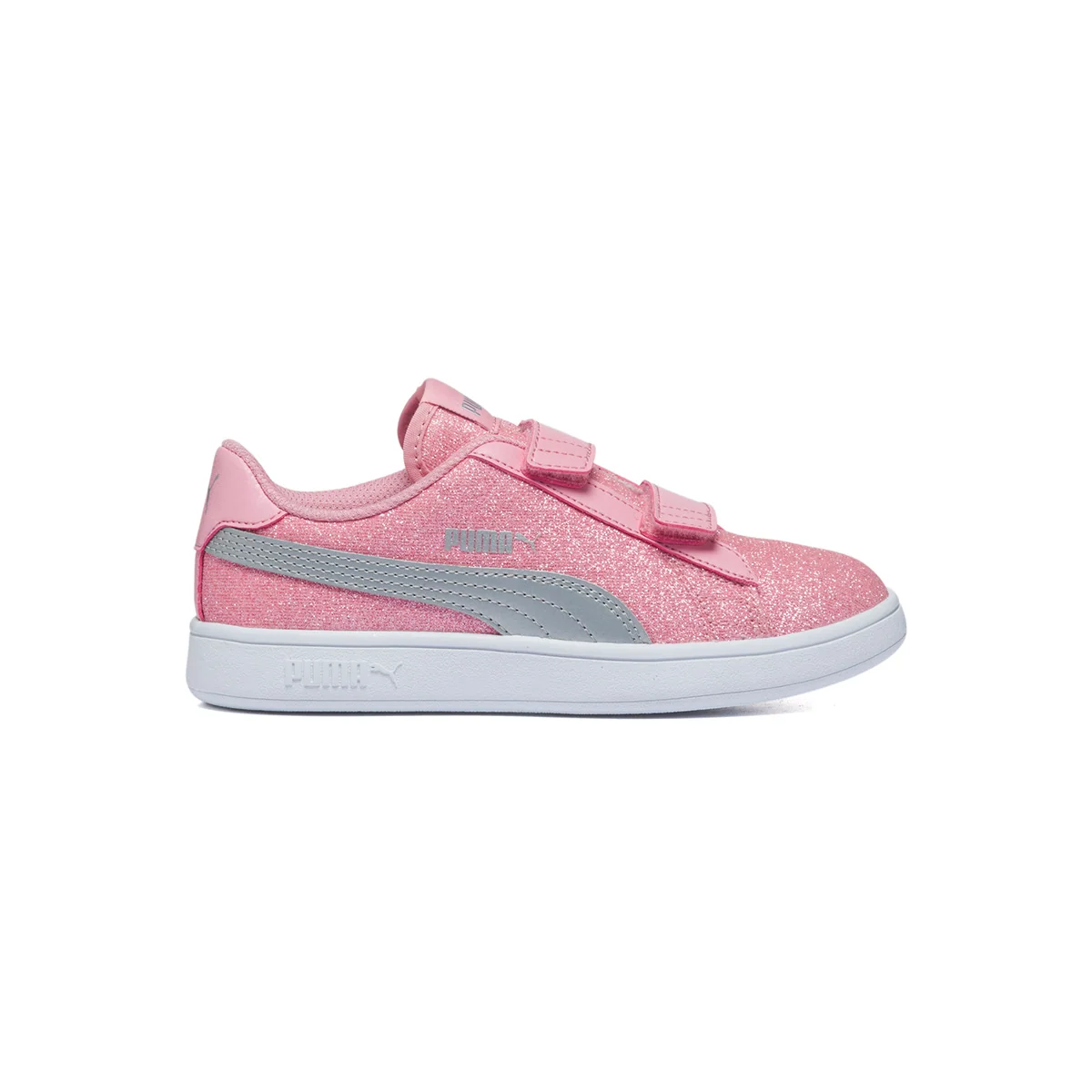 Sneakers rosa e argento effetto glitterato Puma Smash V2 Glitz Glam V Ps