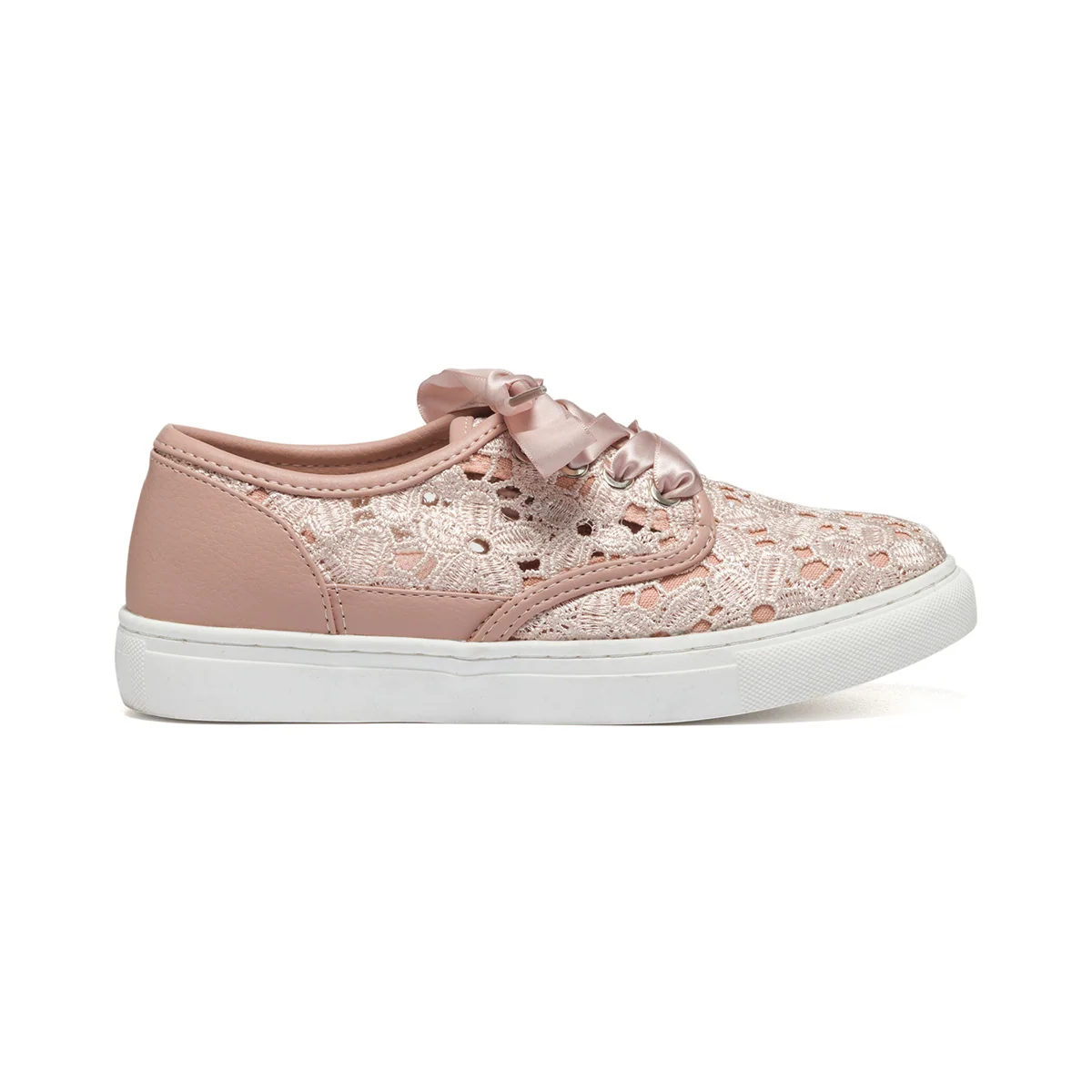 Sneakers rosa in tessuto e similpelle con lacci in raso Lora Ferres