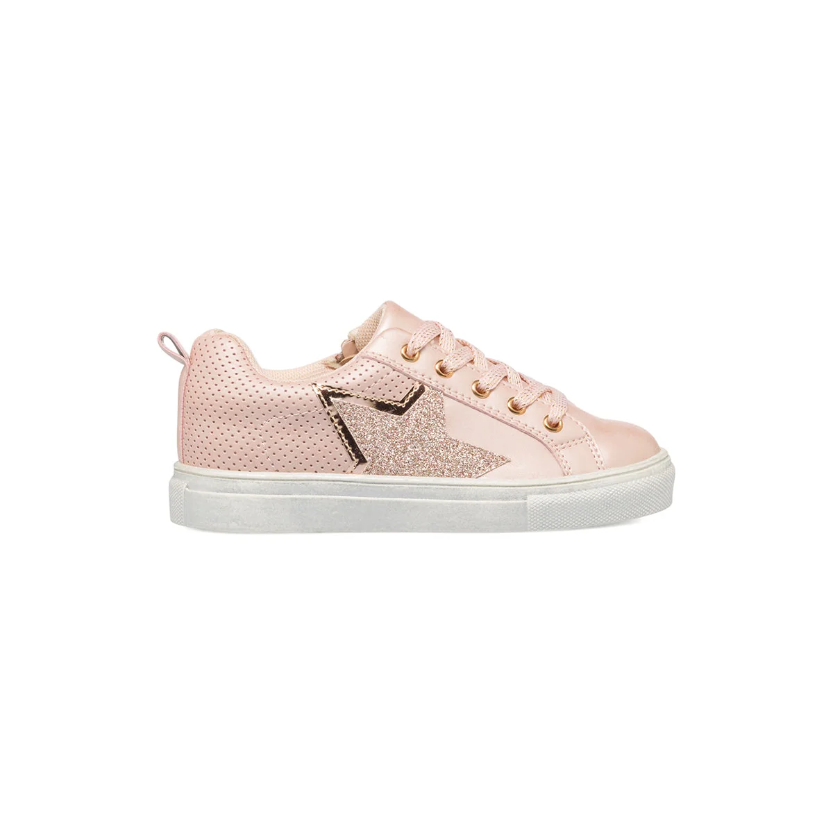 Sneakers rosa traforate da bambina con stella glitterata 10 Baci