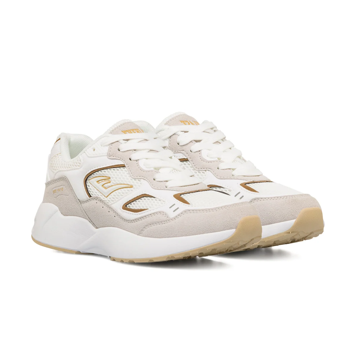 Sneakers Rétro bianche e beige da Donna con dettagli dorati Everlast