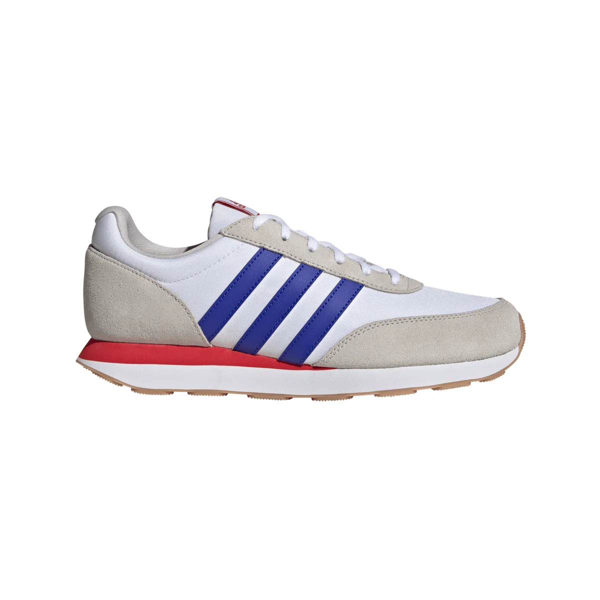 Sneakers Rétro da Uomo bianche in pelle con dettagli blu e rossi adidas Run 60s