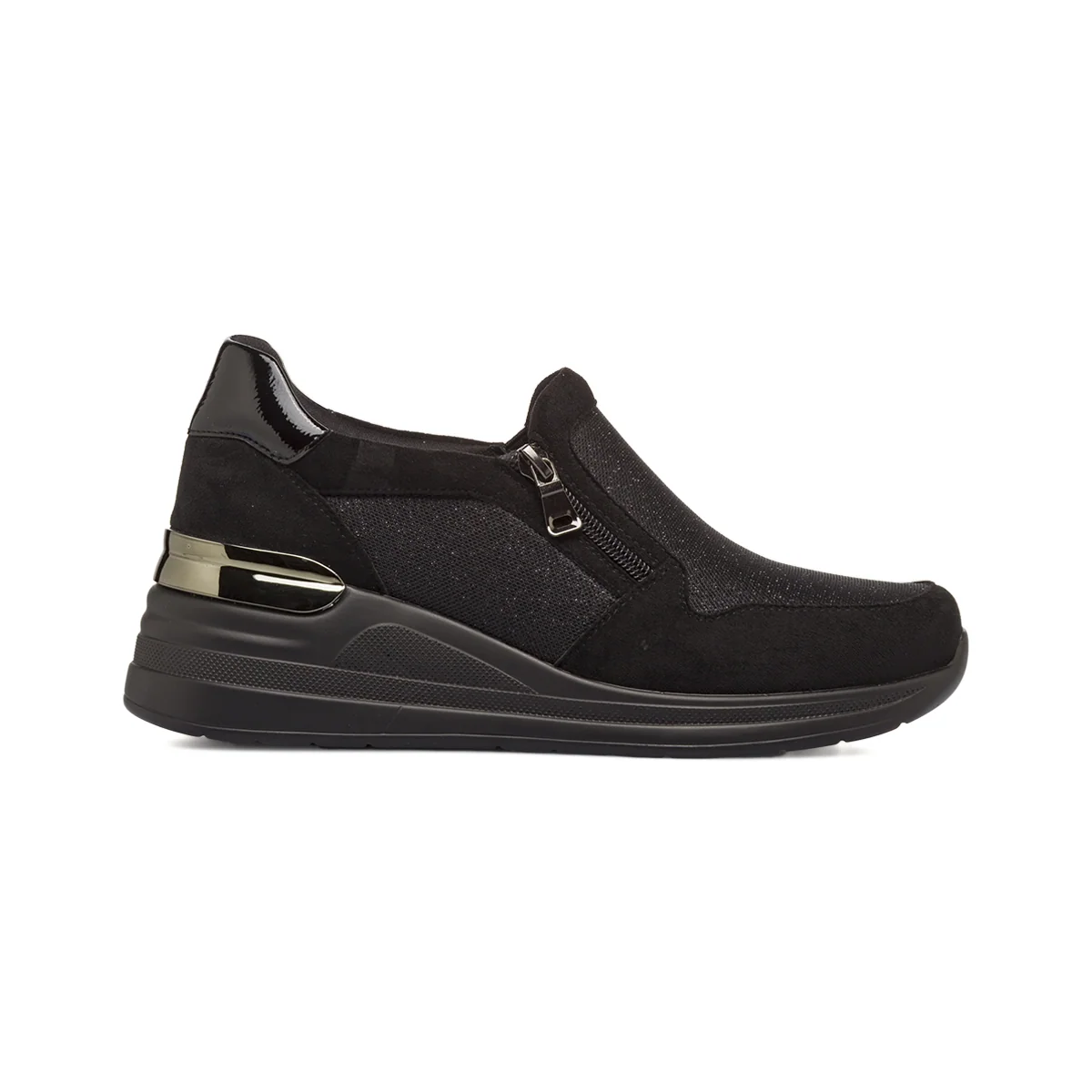 Sneakers slip-on nere da Donna con zip ed effetto scamosciato Lora Ferres