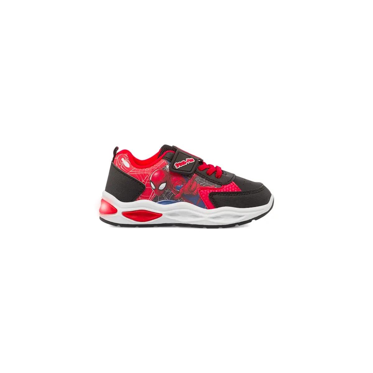 Sneakers Spiderman nere e rosse con Luci da Bambino