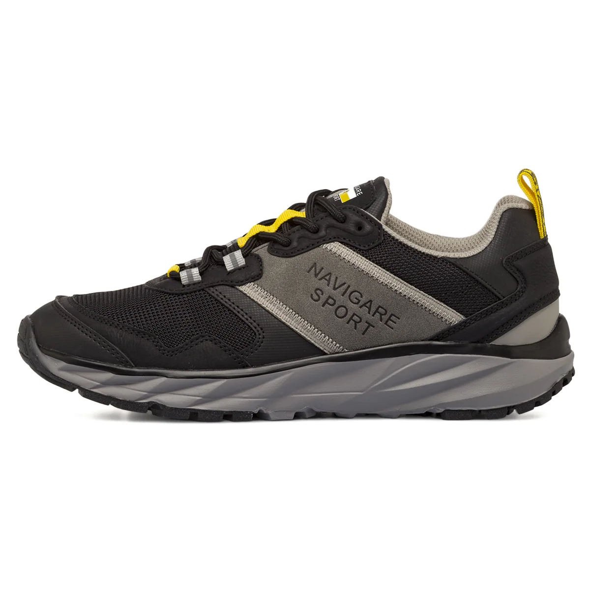 Sneakers sportive Uomo nere con inserti grigi e gialli Navigare Sport