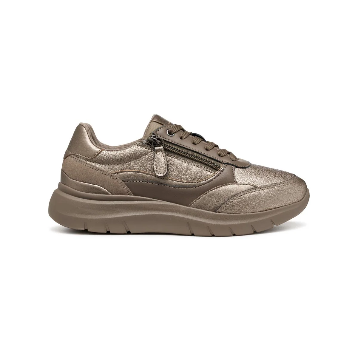 Sneakers taupe da Donna con zip e suola traspirante Geox