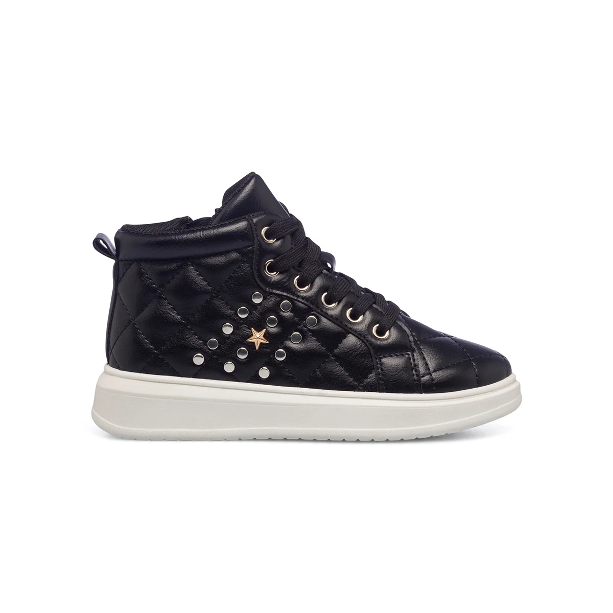 Sneakers trapuntate nere da bambina con piccole borchie 10 Baci