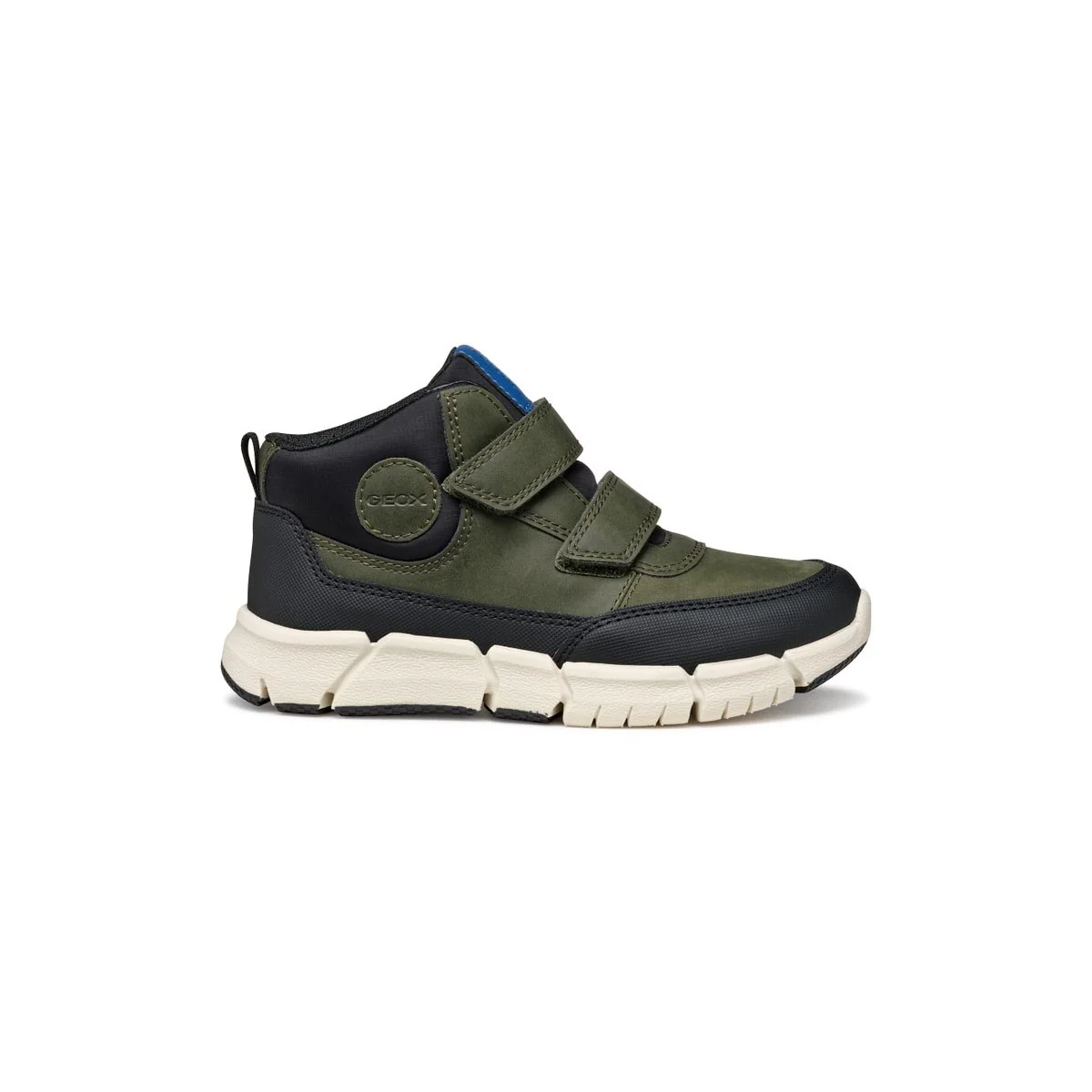 Sneakers traspiranti da bambino verde militare con strappo Geox