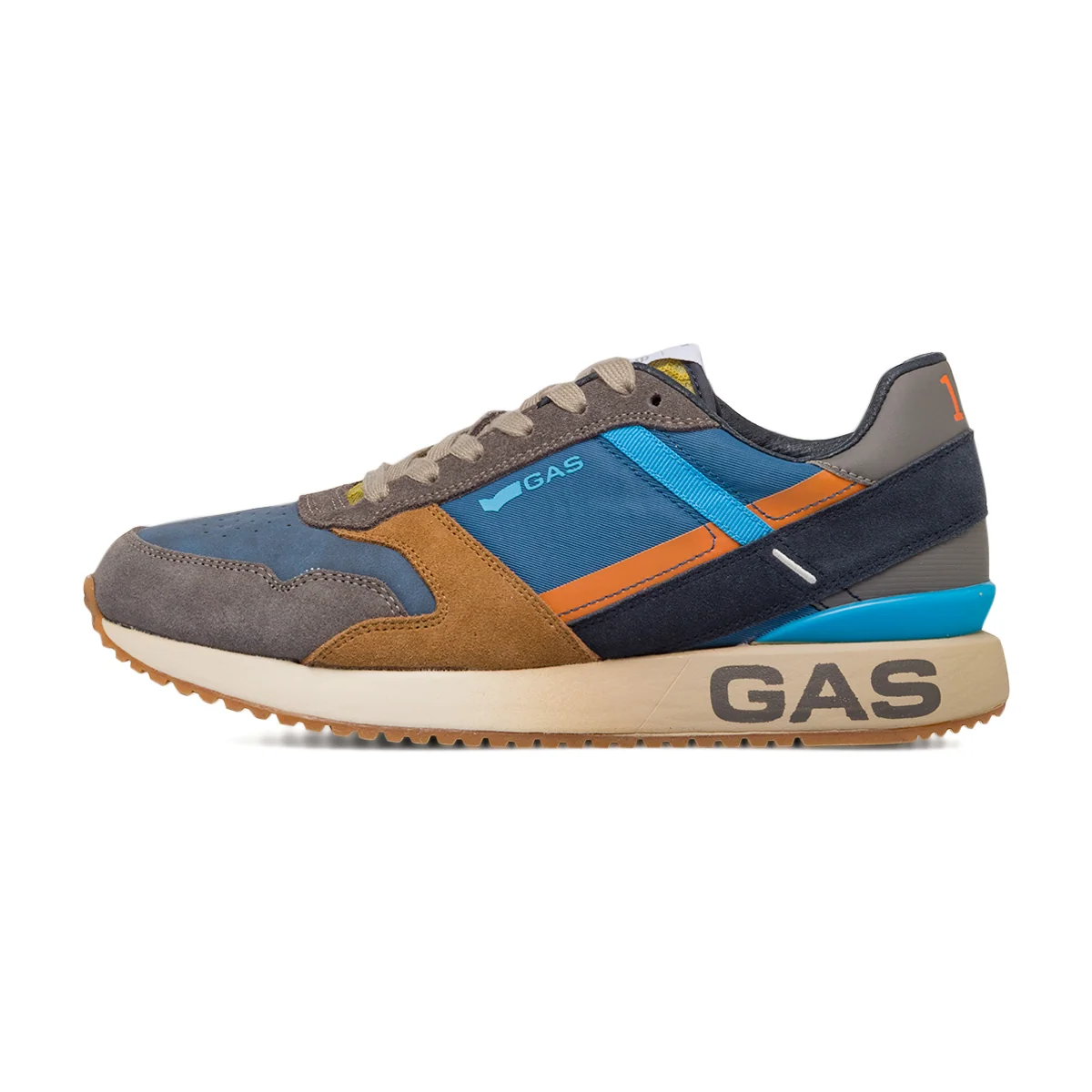 Sneakers Uomo blu in tessuto con inserti effetto scamosciato Gas