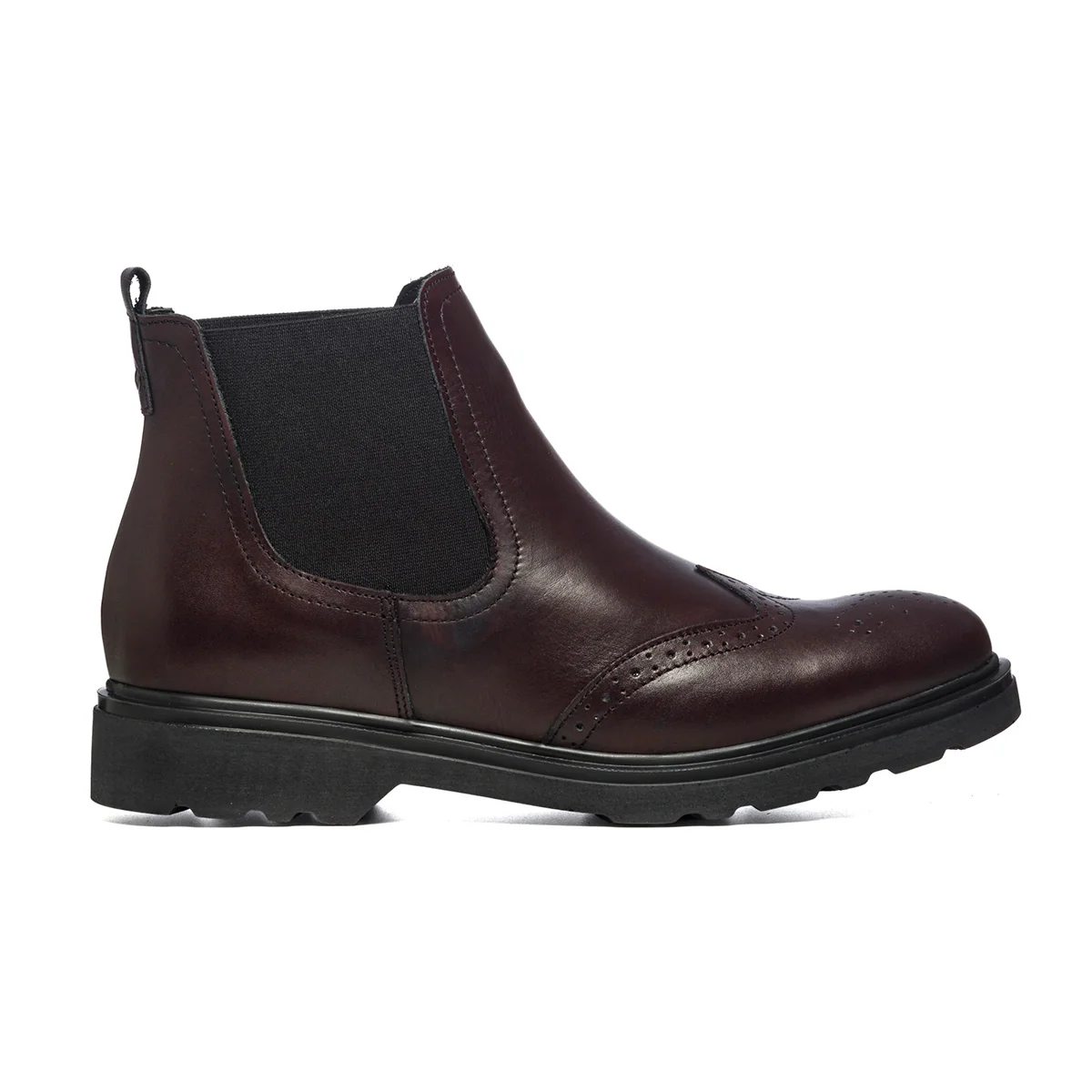 Stivaletti bordeaux in pelle con inserti elastici e dettagli brogue Primopiano