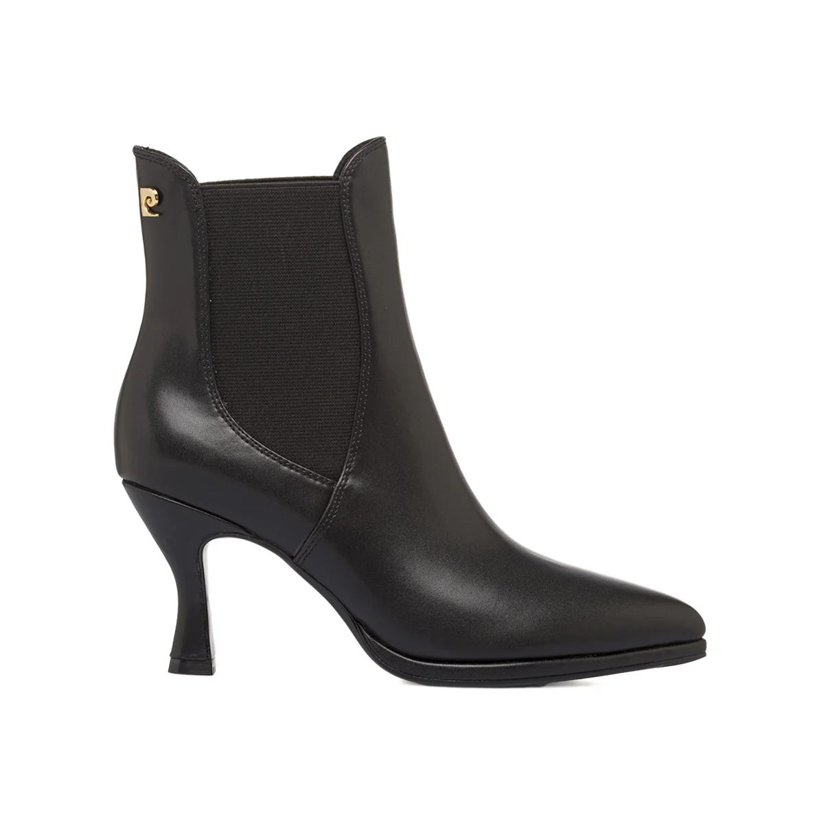 Stivaletti da Donna Neri a punta con logo dorato Pierre Cardin