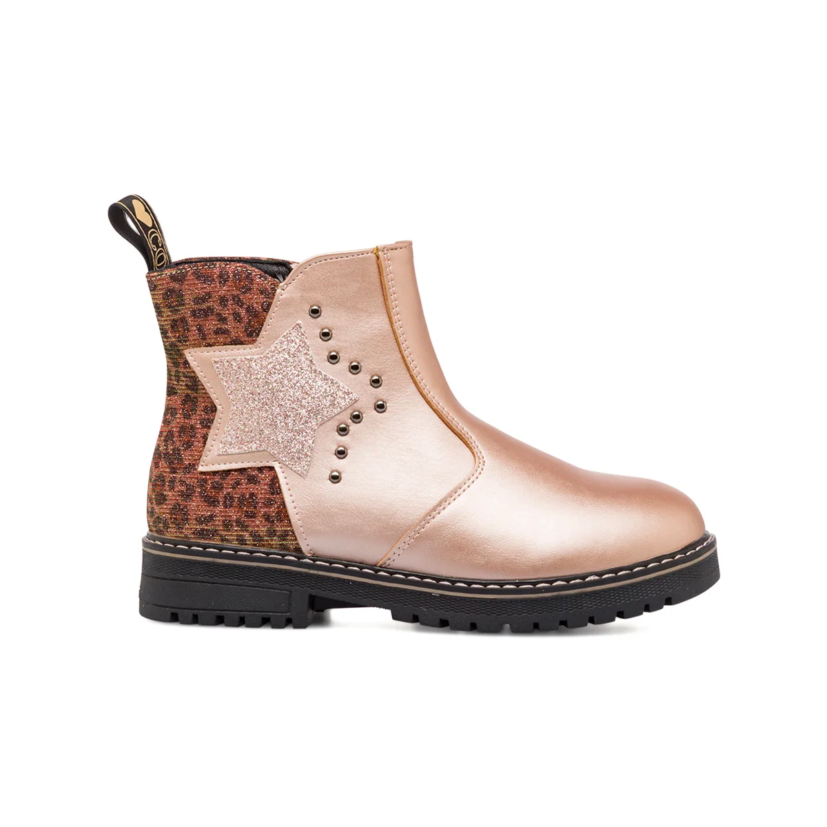 Stivaletti da ragazza rosa con dettagli borchie e glitter Enrico Coveri