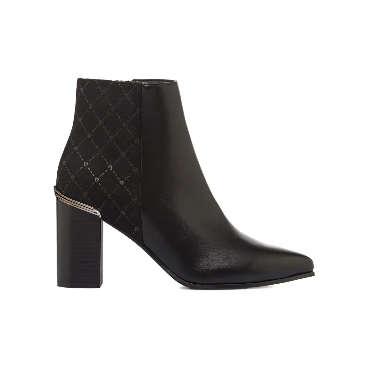 Stivaletti Donna Neri a punta con tacco largo e zip Pierre Cardin