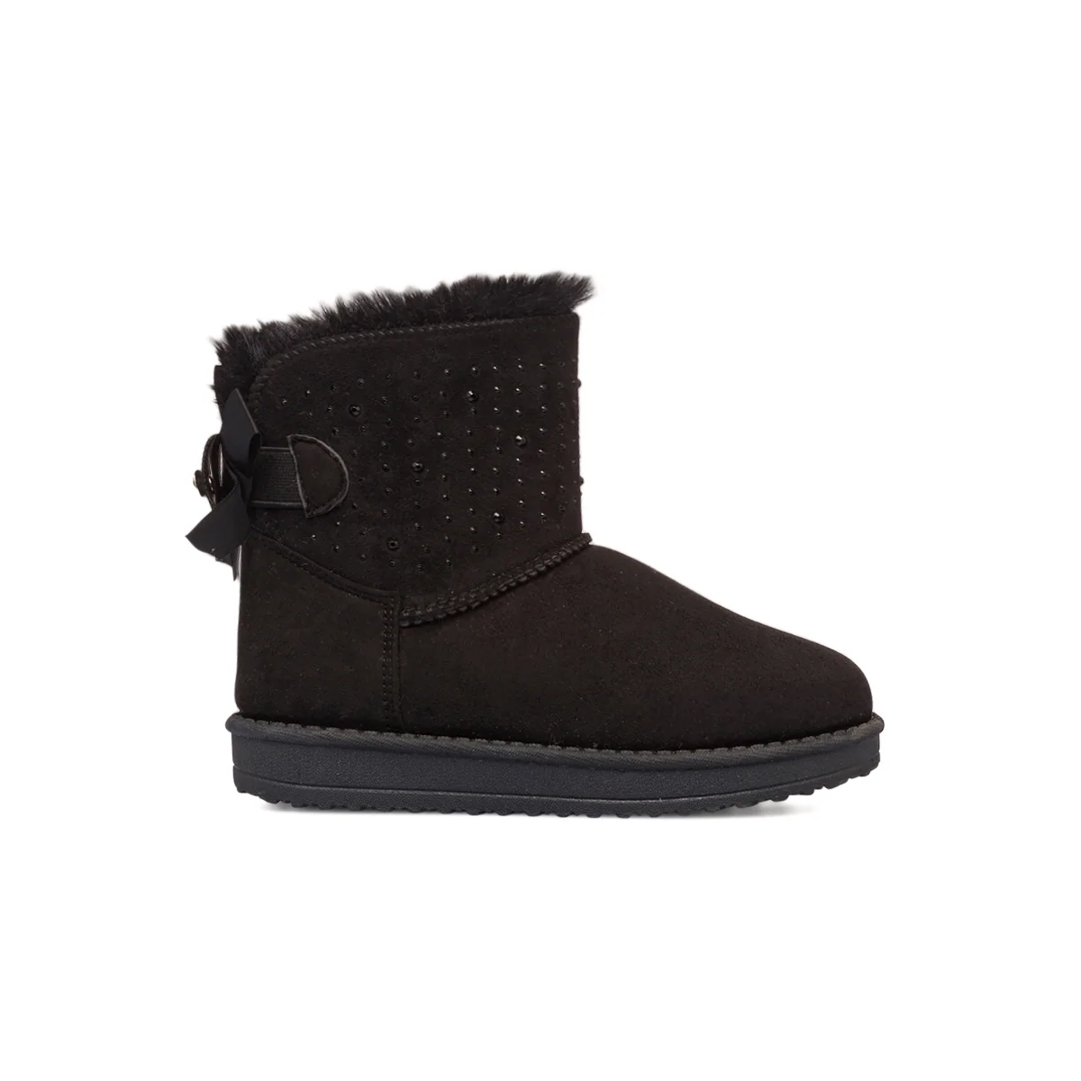 Stivaletti imbottiti cozy boots neri da bambina con strass e fiocchetto 10 Baci