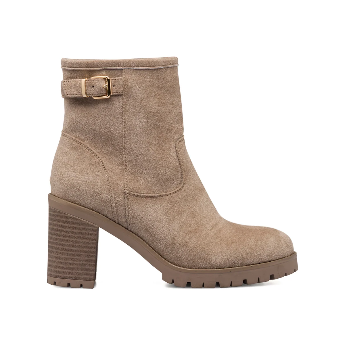 Stivaletti in microfibra grigi da donna con zip e tacco a blocco 9 cm Lora Ferres