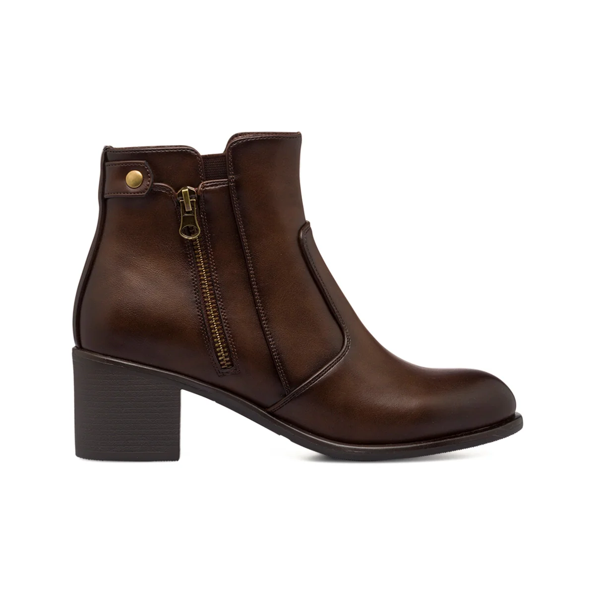 Stivaletti marroni da donna con tacco 6 cm e doppia zip Piazza di Spagna