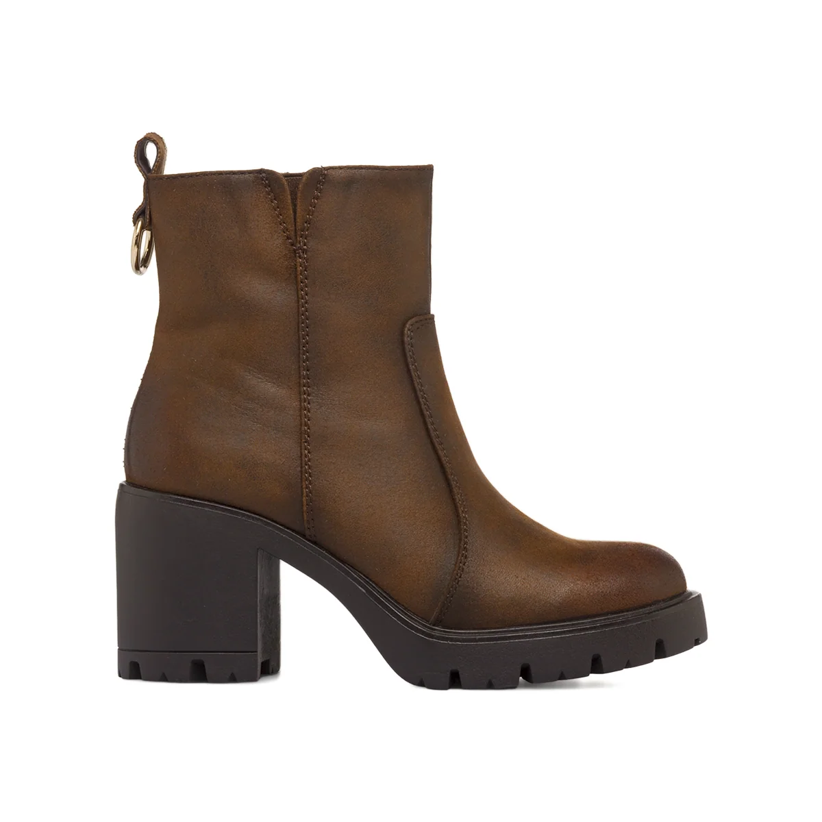 Stivaletti Marroni Donna effetto scamosciato con zip Lora Ferres