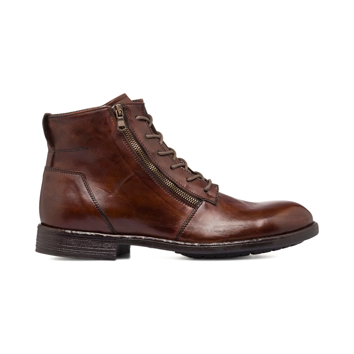 Stivaletti marroni in pelle da uomo con zip laterale ReBlu