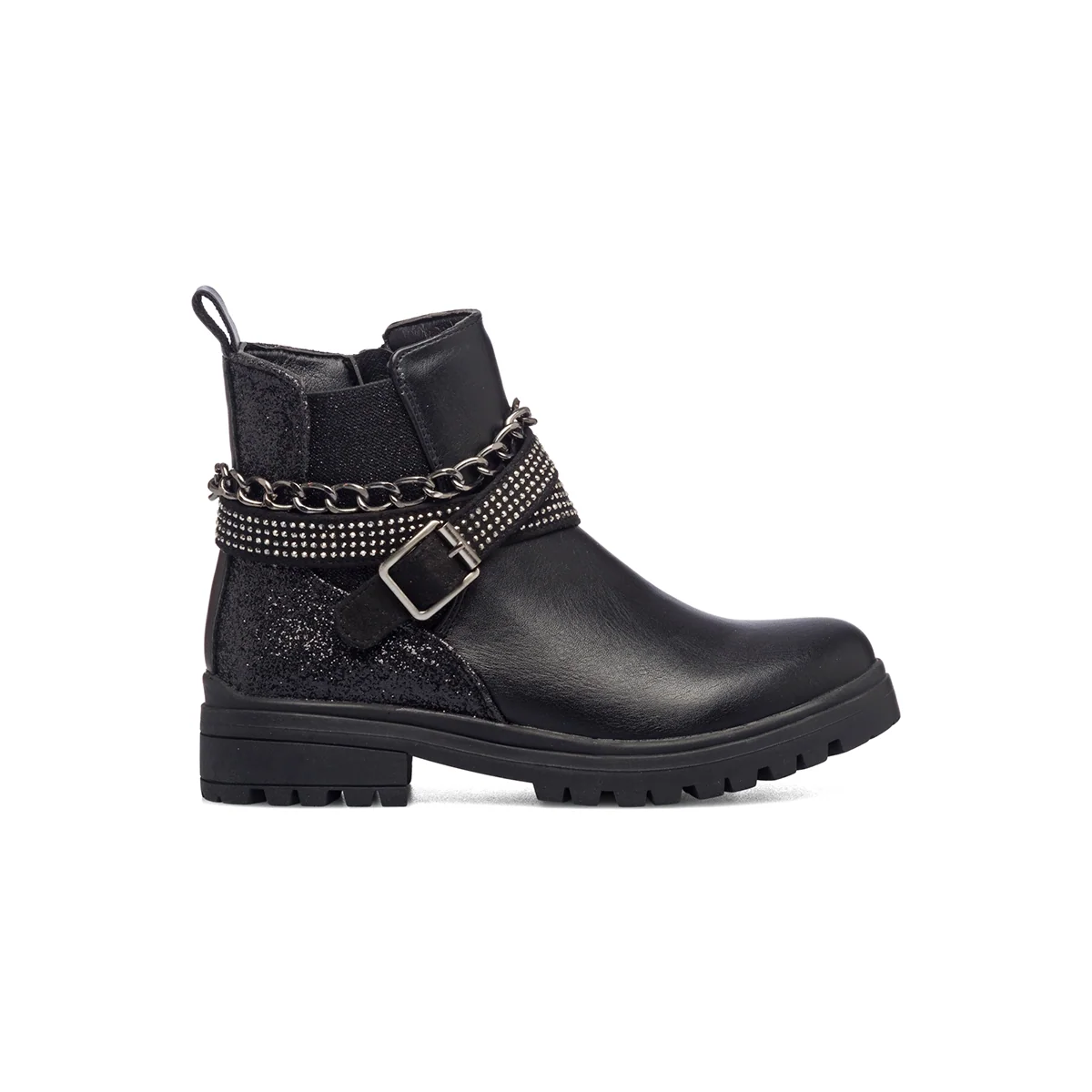 Stivaletti neri con catenina e strass 10 Baci