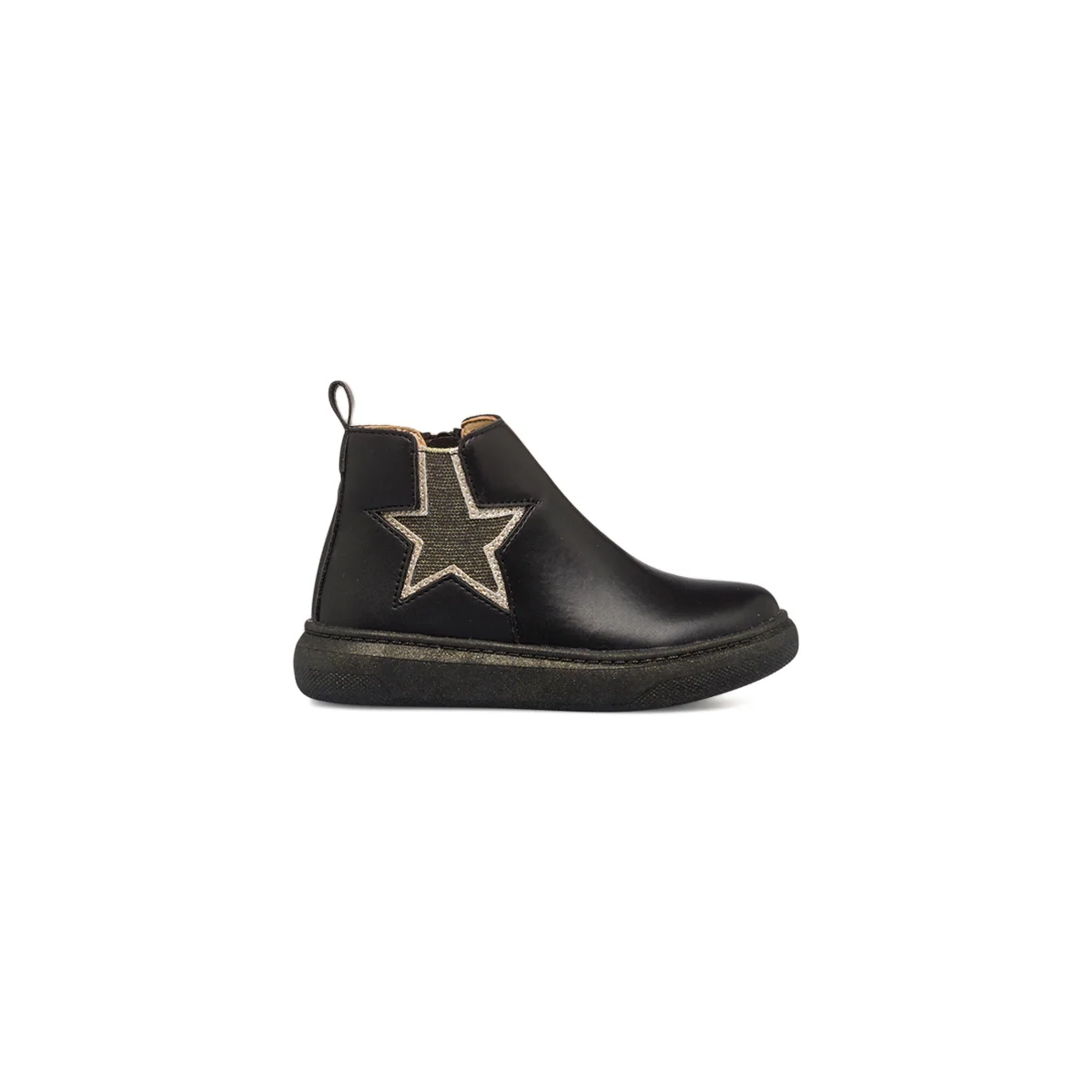Stivaletti neri da bambina con zip e stella Le scarpe di Alice