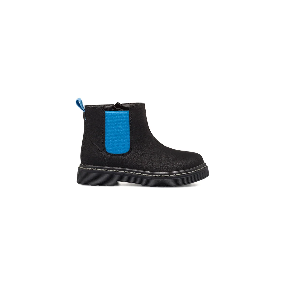 Stivaletti neri da bambino con zip e inserto elastico blu Birilli&Monelli