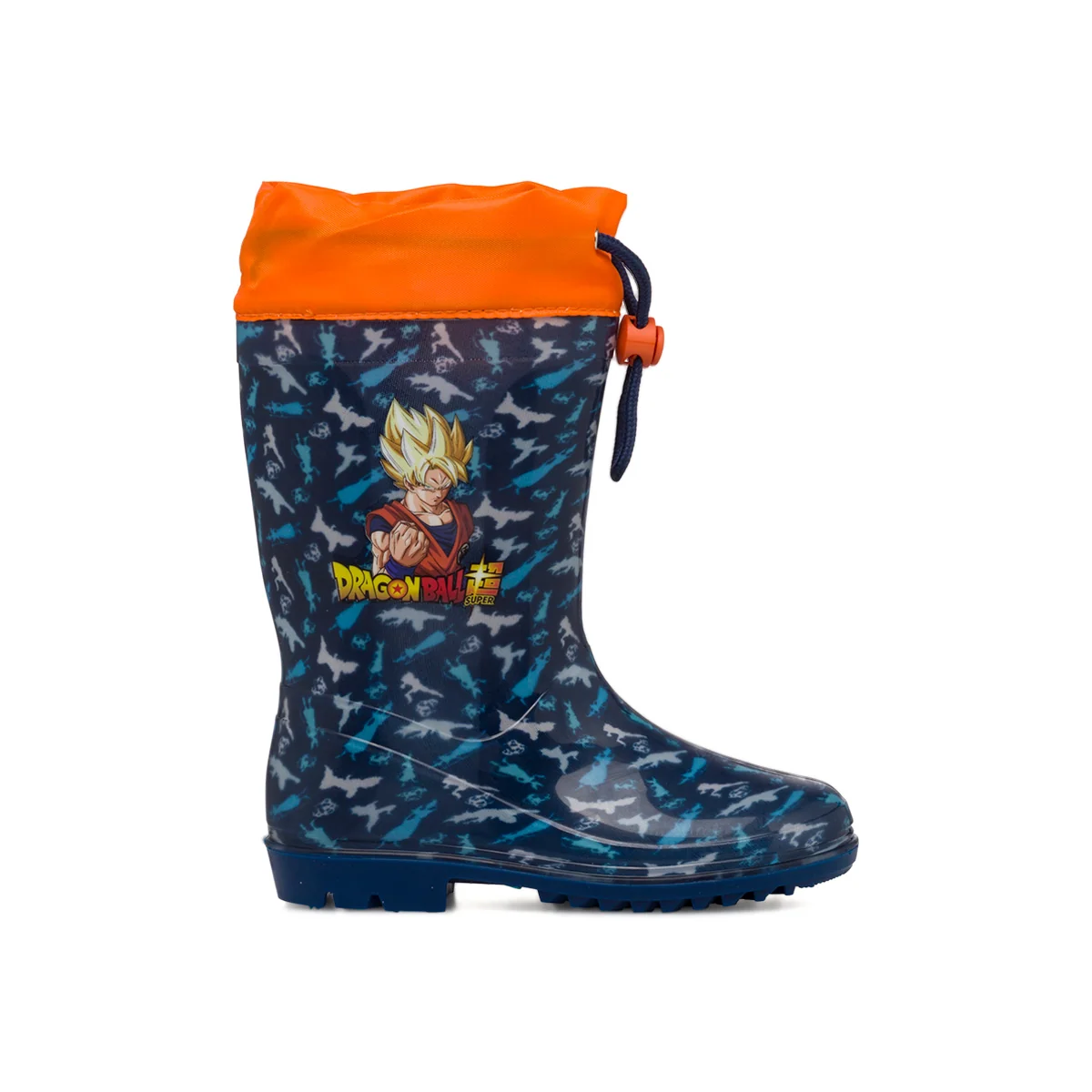 Stivali di gomma blu e arancioni con stampa Dragon Ball