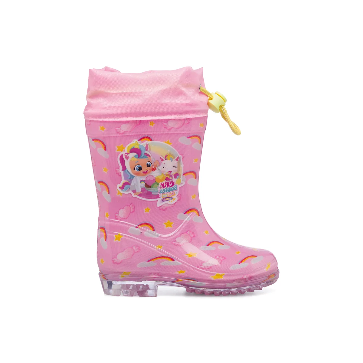 Stivali di gomma rosa da bambina con logo Cry Babies