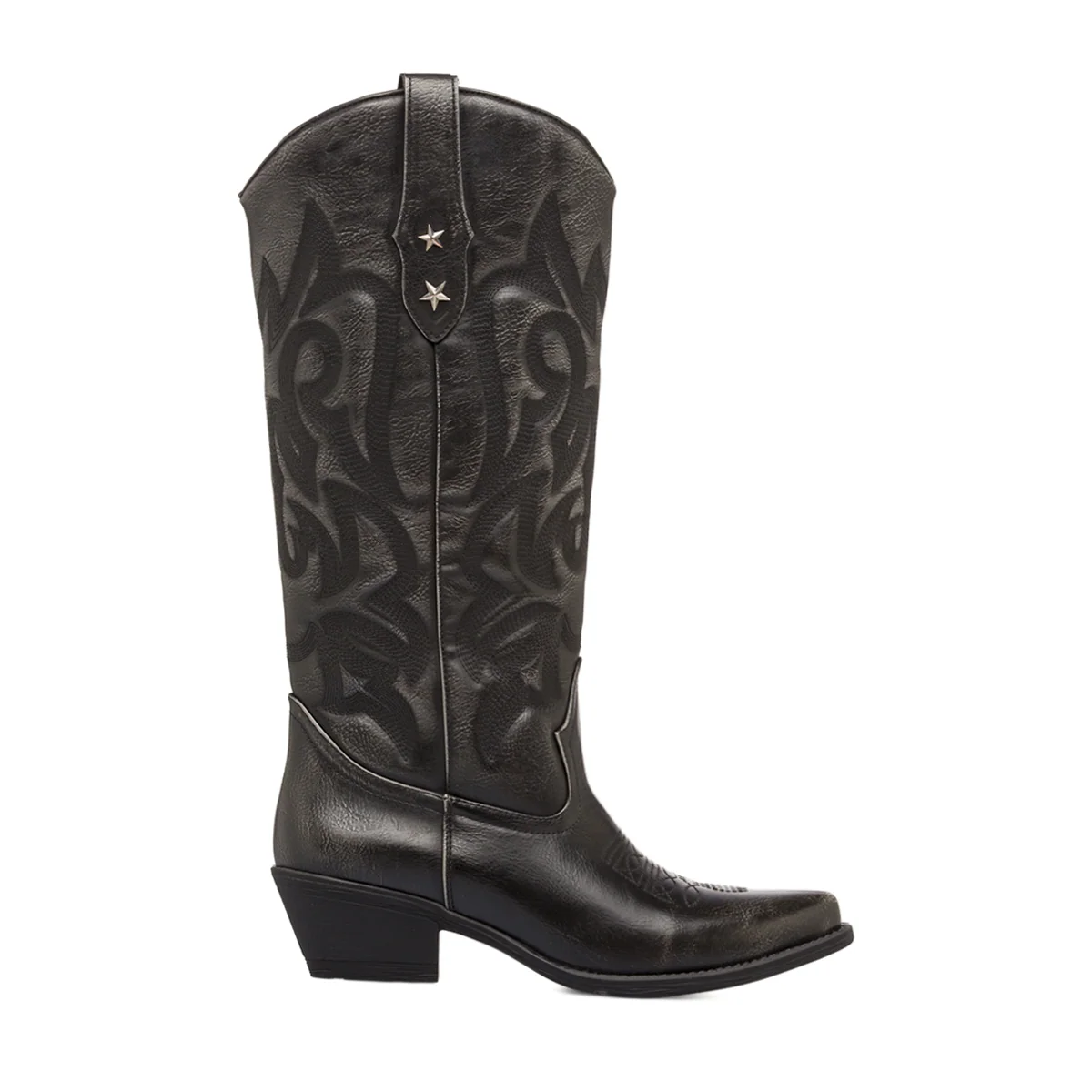 Stivali texani Camperos Donna neri con ricami e tacco 5 cm Lora Ferres
