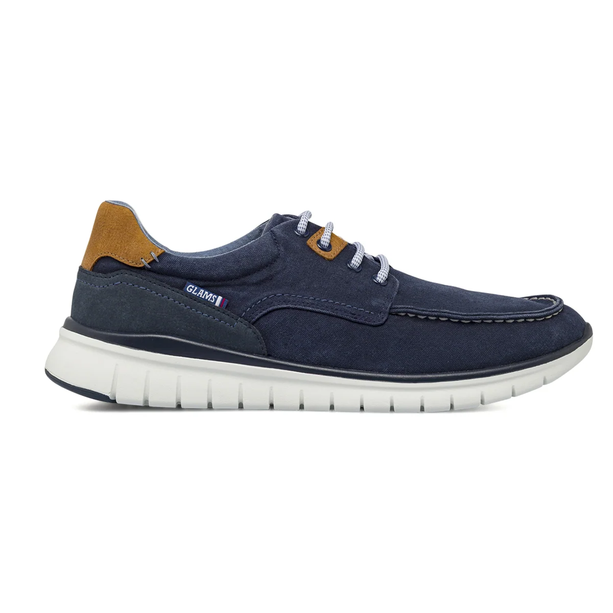 Stringate casual da Uomo blu in tessuto con cuciture Glams