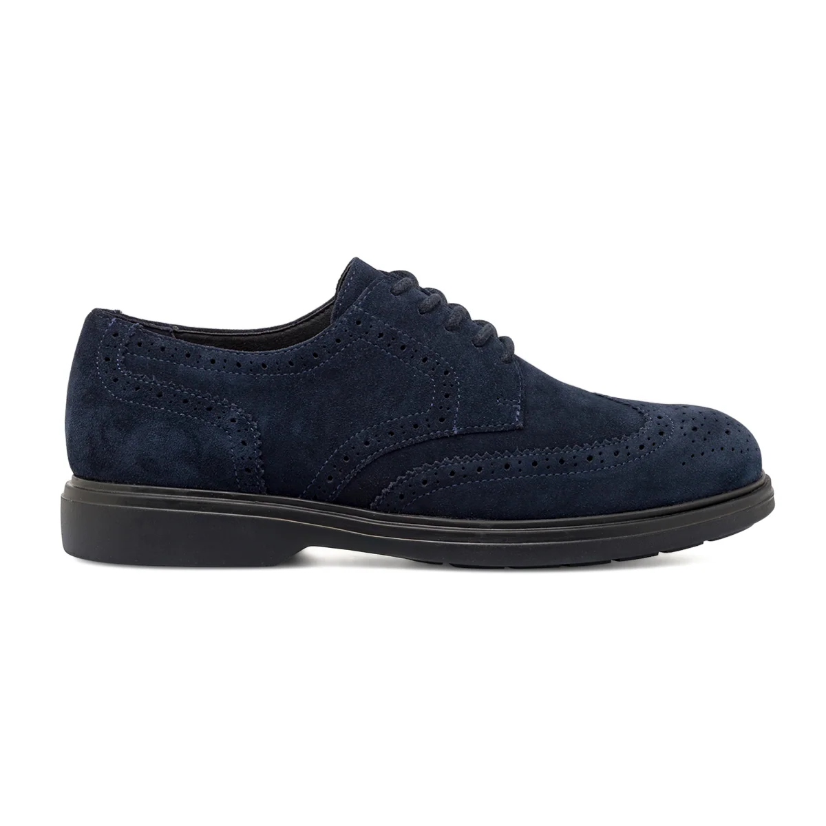 Stringate da uomo blu in pelle scamosciata con forature brogue Geox